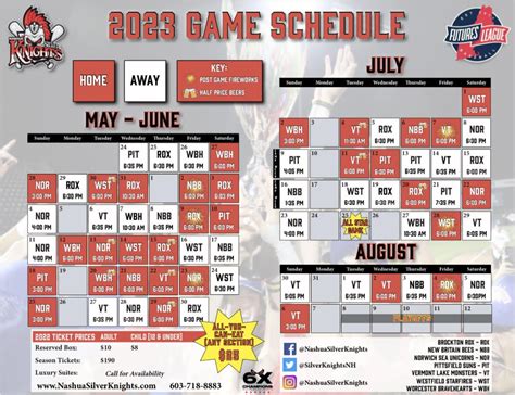Jun 1, 2022 &0183; Schedule 2023 Schedule Promotional Schedule Tickets Ticket Menu 4th of July Tickets Single Game Tickets All-You-Can-Eat Tickets. . Nashua silver knights schedule
